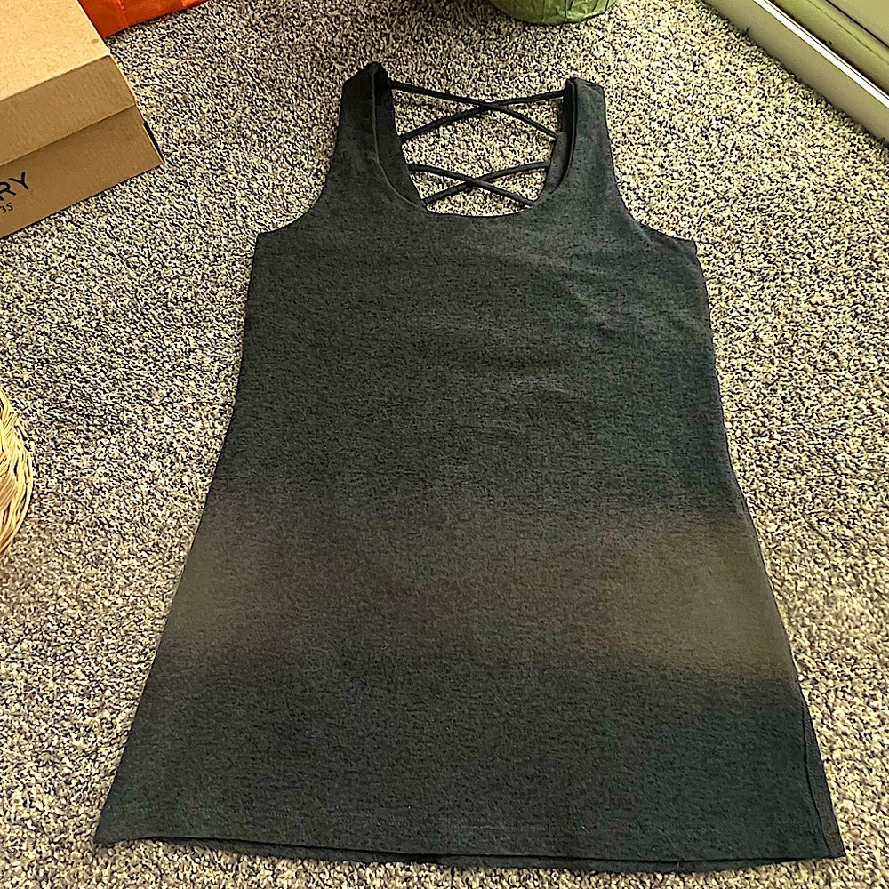 Black spacedye Beyond Yoga Crossed My Mind tank. Size small.